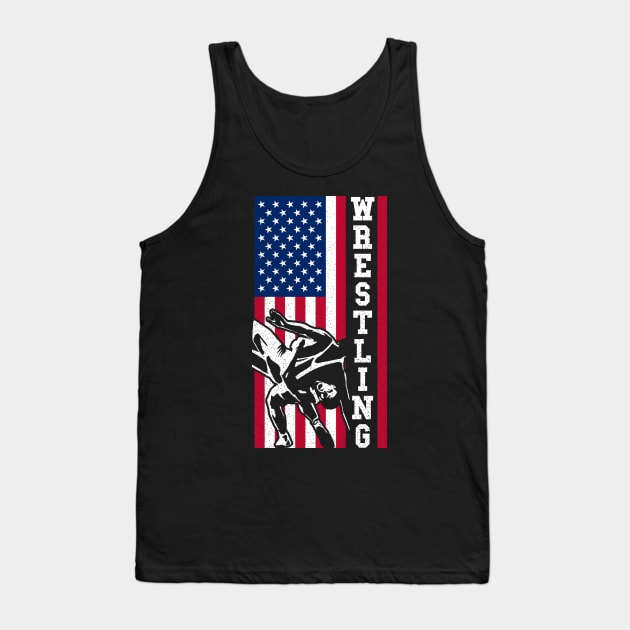 American Flag Wrestling Shirt | Wrestle Coach Gift Tank Top by Gawkclothing